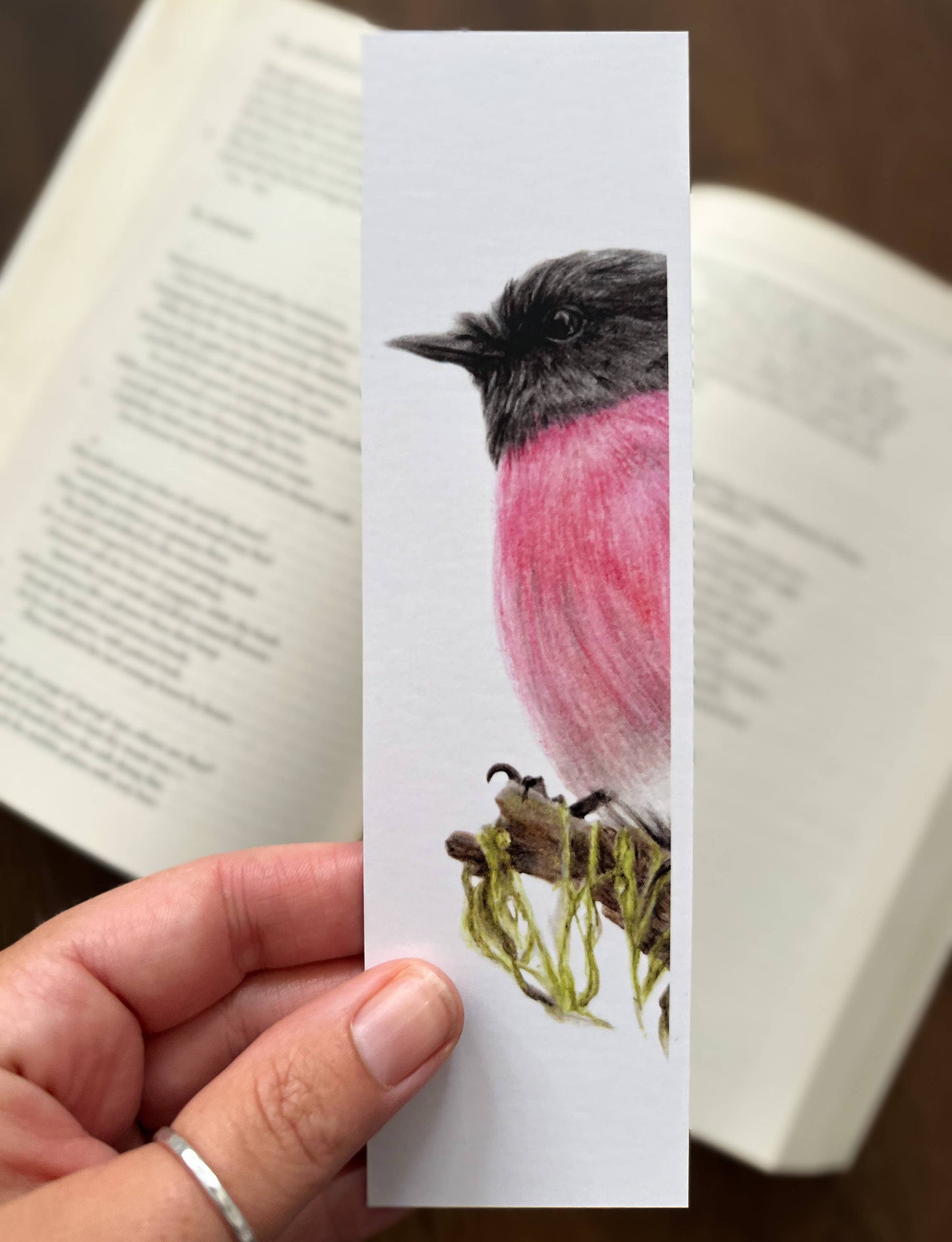 Bookmark - Pink Robin "Cerise" by Jenna Chartrand - Blue Tree Gallery