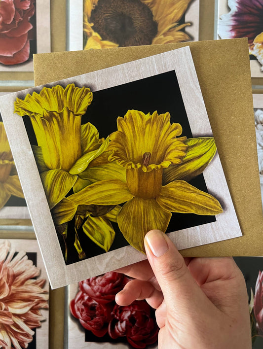 Greeting Card - "Perennial" Daffodil Wallflower by Jenna Chartrand - Blue Tree Gallery