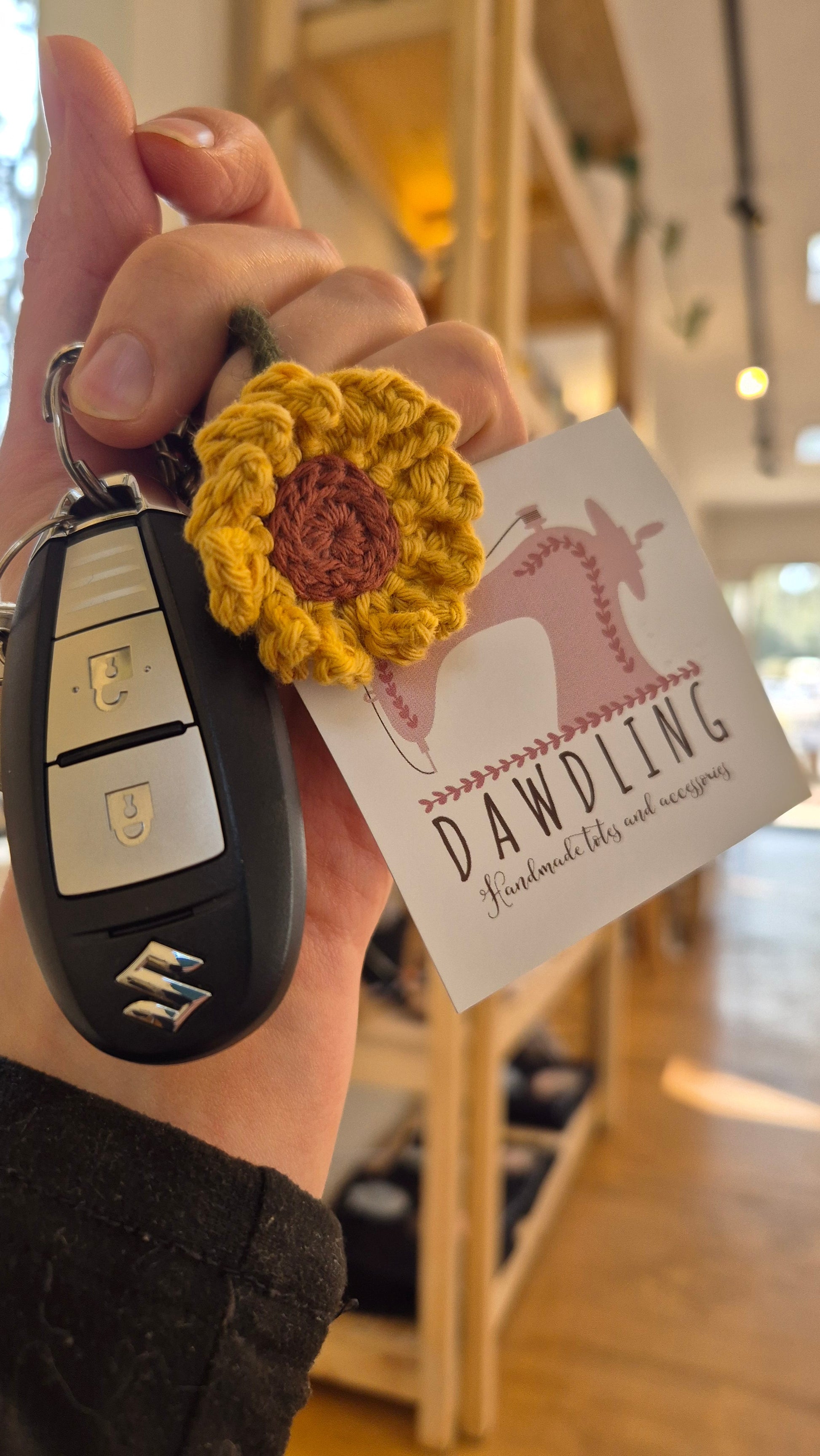 Handmade Crochet Flower Key Chain by Dawdling Designs - Blue Tree Gallery