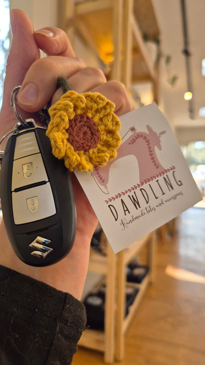 Handmade Crochet Flower Key Chain by Dawdling Designs - Blue Tree Gallery