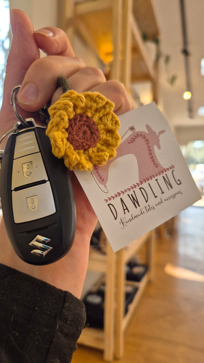 Handmade Crochet Flower Key Chain by Dawdling Designs - Blue Tree Gallery