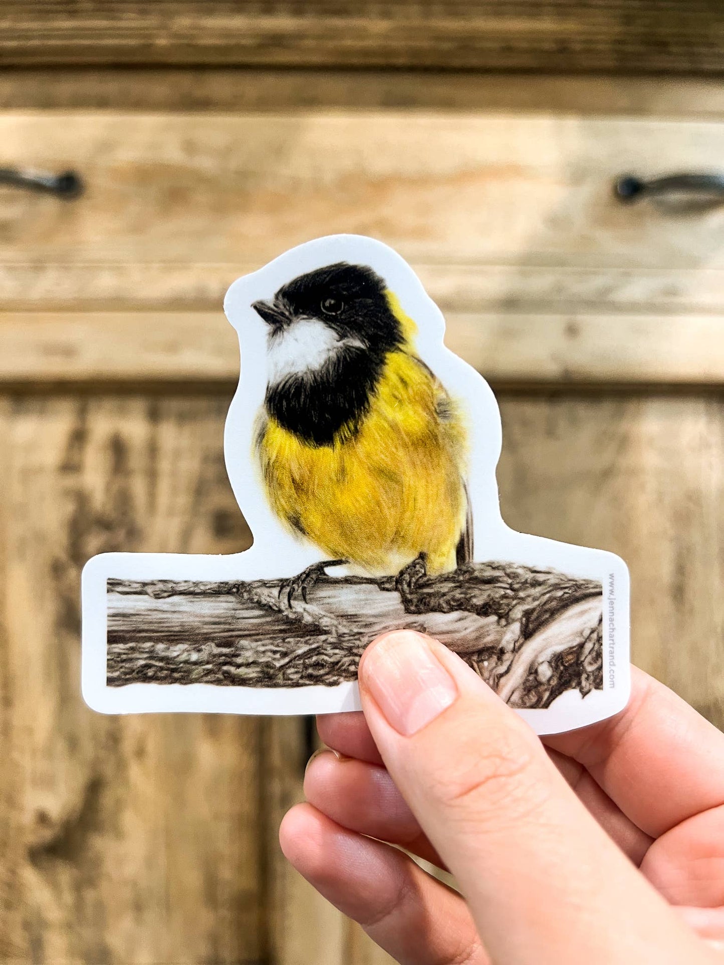 Sticker - "Nothing Gold Can Stay" Golden Whistler by Jenna Chartrand - Blue Tree Gallery
