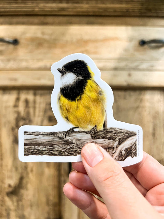 Sticker - "Nothing Gold Can Stay" Golden Whistler by Jenna Chartrand - Blue Tree Gallery