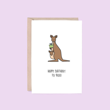 Birthday Card: Happy Birthday To Roo (Australian) | Kangaroo - Blue Tree Gallery