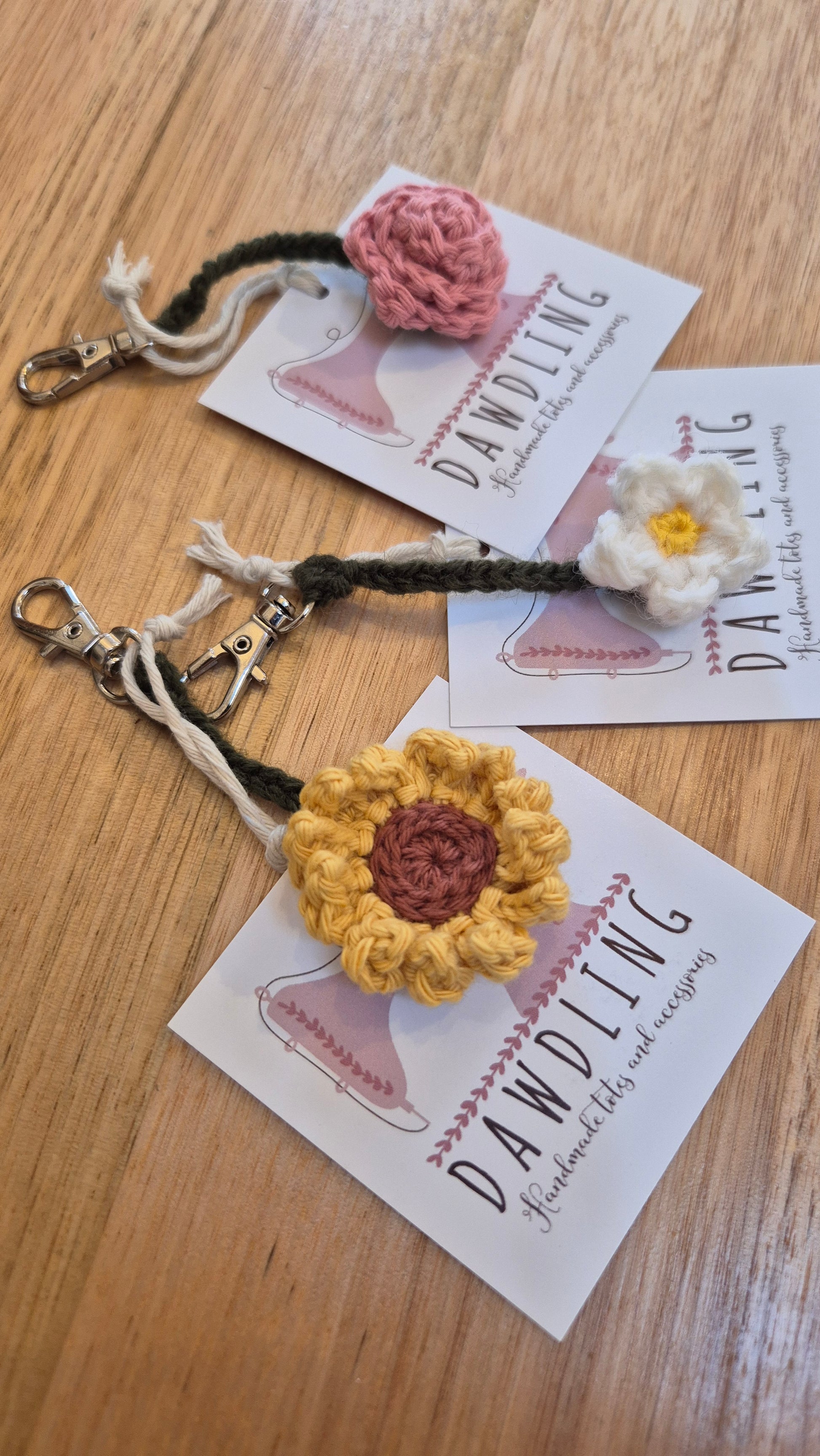 Handmade Crochet Flower Key Chain by Dawdling Designs - Blue Tree Gallery
