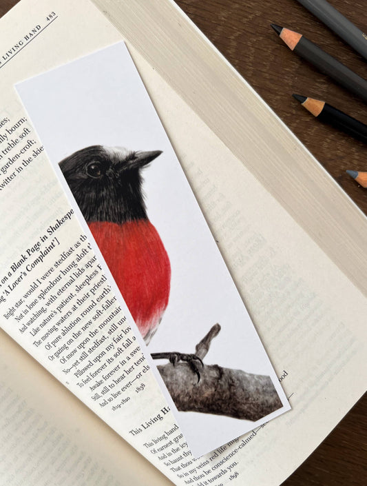 Bookmark - "Pause" Scarlet Robin by Jenna Chartrand - Blue Tree Gallery